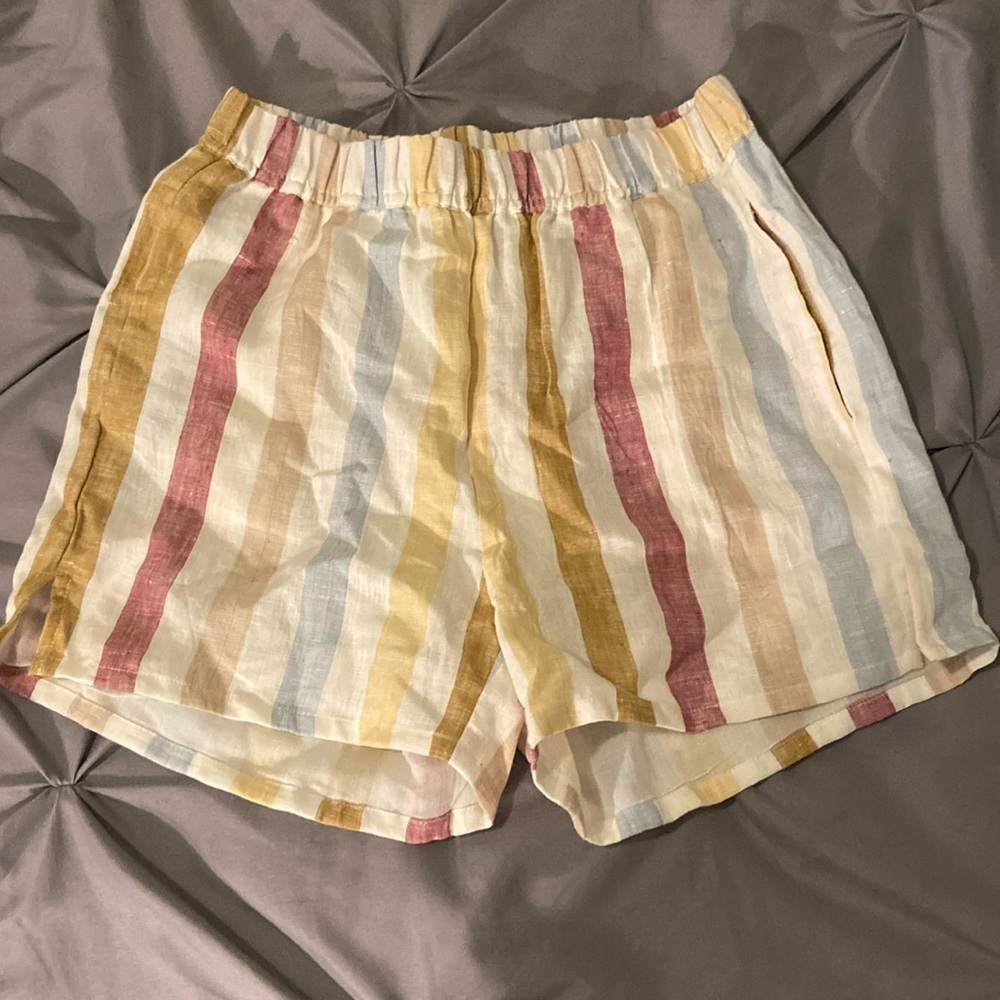NWT Madewell colorful striped linen shorts